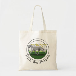 Grijze Ierse Wolfshond met gele bloem hek Tote Bag