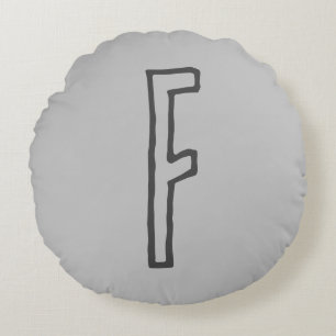 Grijze Initiaal Letter Monogramed Plain Rond Kussen