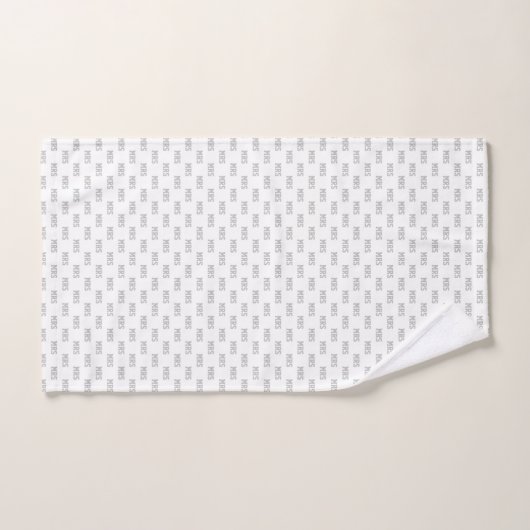 Grijze Initialen Patroon Monogram Bad Handdoek (Handdoek)