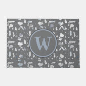 Grijze Italiaanse Terrazzo Tile Monogrammen Deurmat (Voorkant)