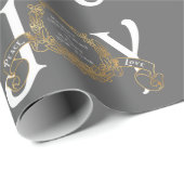 Grijze Joy Peace Love Gold Klassieke kerst Cadeaupapier (Rol Hoek)