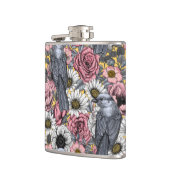 Grijze kaken en bloemen heupfles (Links)