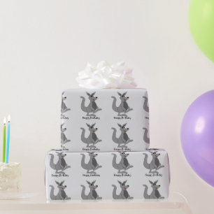 Grijze kangoeroe Verjaardagscadeau elke achtergron Cadeaupapier
