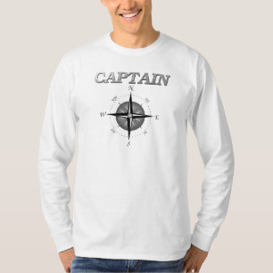 Grijze kapitein met Compass-Roos T-shirt