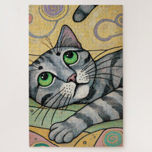 Grijze Kat 1000 Stuk Puzzel