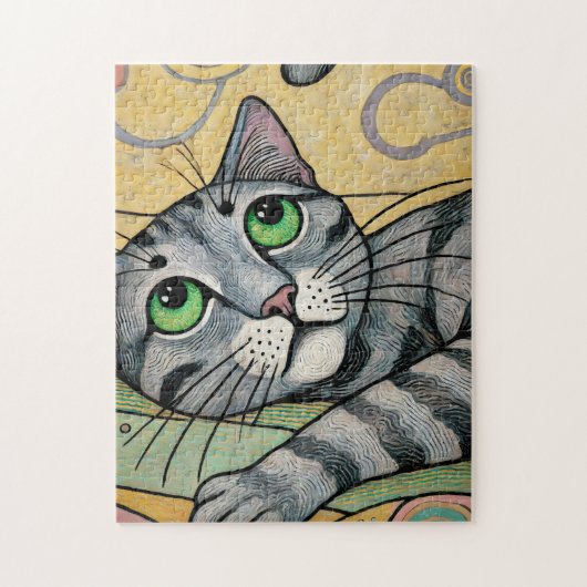 Grijze Kat 250 Stuk Puzzel Legpuzzel (Verticaal)
