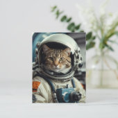 Grijze kat astronaut in de ruimte briefkaart (Staand voorkant)
