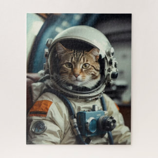 Grijze kat astronaut in de ruimte legpuzzel