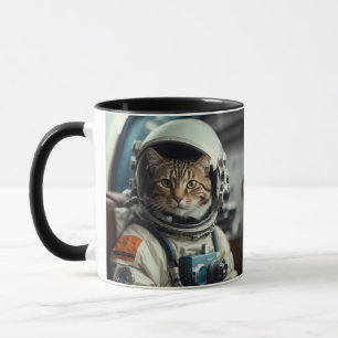 Grijze kat astronaut in de ruimte mok