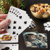 Grijze kat astronaut in de ruimte pokerkaarten (Insitu)