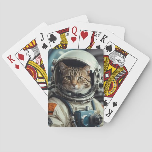 Grijze kat astronaut in de ruimte pokerkaarten (Achterkant)