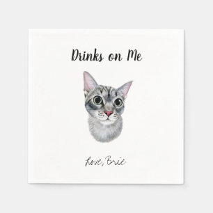 Grijze kat bruiloft cocktail servetten