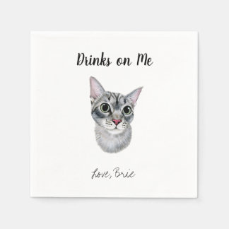 Grijze kat bruiloft cocktail servetten