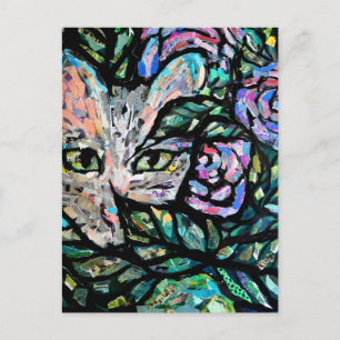 Grijze Kat Collage Kunst Kittenkatten Collages Briefkaart