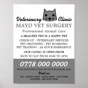 Grijze Kat, Dierenarts, Veterinaire Dienst Adverte Poster