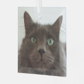 Grijze kat glas ornament (Voorkant links)