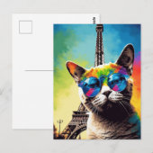 Grijze kat in Parijs Briefkaart (Voorkant / Achterkant)