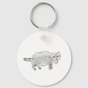 Grijze kat in plastic zak potloodkunst sleutelhanger