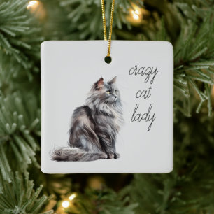 Grijze kat keramisch ornament