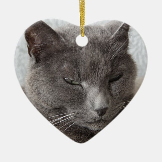 Grijze kat keramisch ornament (Voorkant)