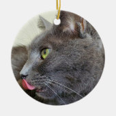 Grijze kat keramisch ornament (Voorkant)