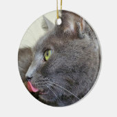 Grijze kat keramisch ornament (Links)