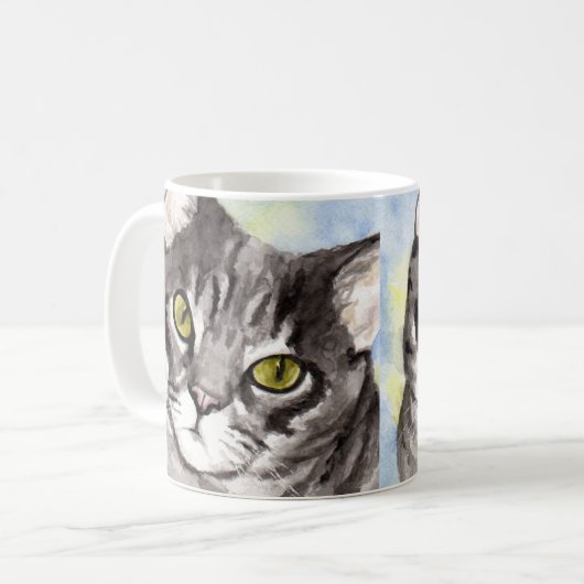 Grijze kat koffiemok (Voorkant links)