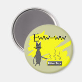 Grijze Kat Kunst—Hilarische Stinky Kattenbak en Ka Magneet (Voorkant / Achterkant)