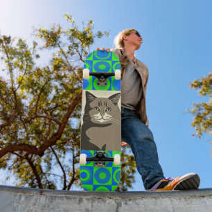 GRIJZE KAT KUNST SKATEBOARD
