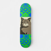 GRIJZE KAT KUNST SKATEBOARD (Voorkant)
