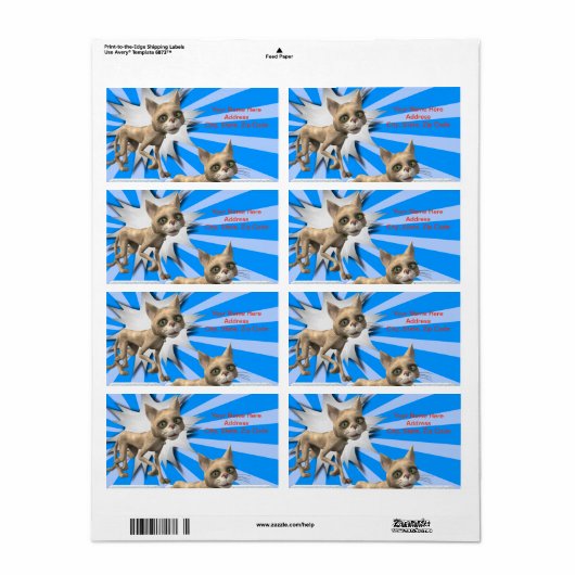 Grijze kat met blauwe labels (Full Sheet)