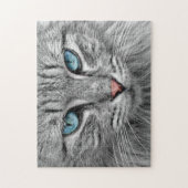 Grijze kat met blauwe ogen legpuzzel (Verticaal)