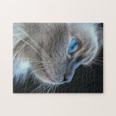 Grijze kat met blauwe ogen legpuzzel (Horizontaal)