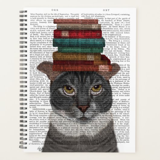 Grijze kat met boeken op kop planner (Voorkant)