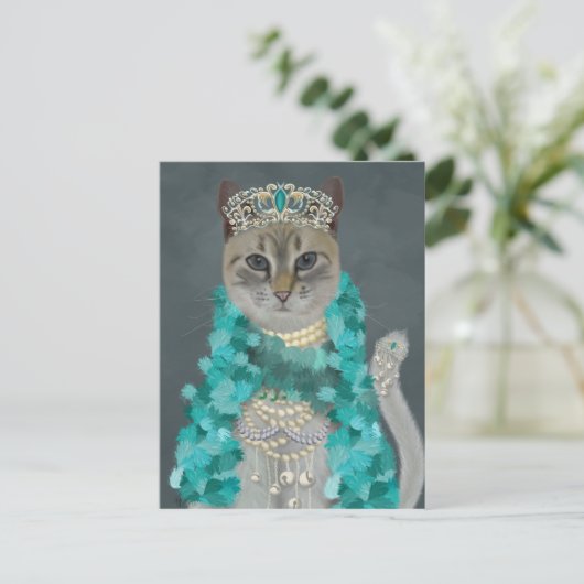 Grijze kat | Met het bellenportret toegevoegd | Briefkaart (Staand voorkant)