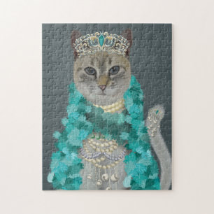 Grijze kat Met het bellenportret toegevoegd Legpuzzel