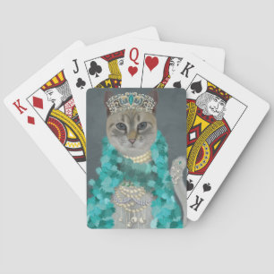 Grijze kat Met het bellenportret toegevoegd Pokerkaarten