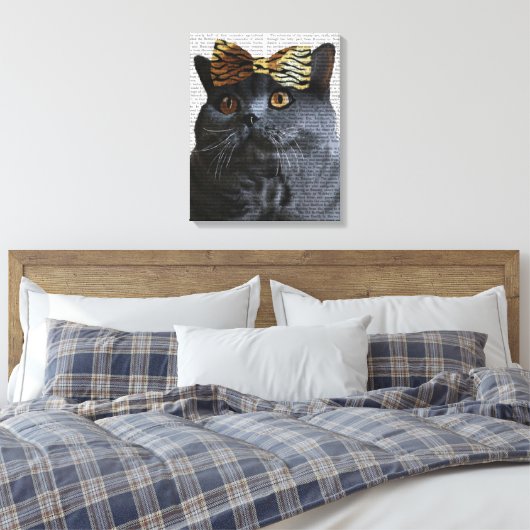 Grijze kat met luipaard canvas afdruk (Insitu (Slaapkamer))