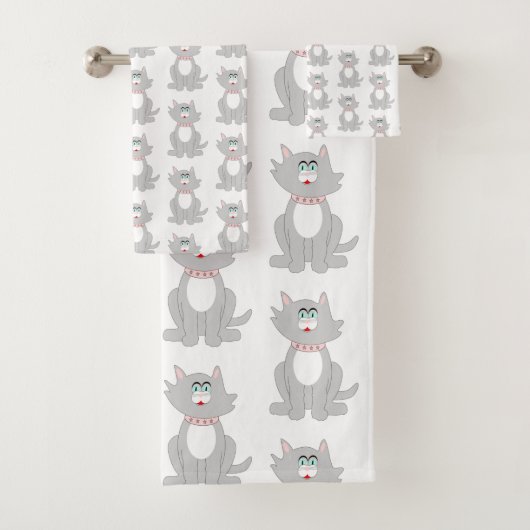Grijze kat ontwerp bad handdoek (Insitu)
