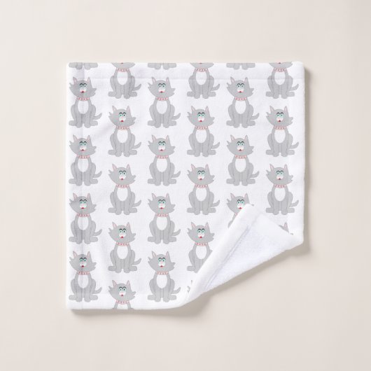 Grijze kat ontwerp bad handdoek (Wasdoekje)