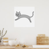 Grijze kat. poster (Keuken)