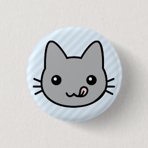 grijze kat ronde button 3,2 cm