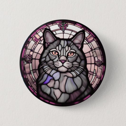 Grijze Kat  Ronde Button 5,7 Cm (Voorkant)