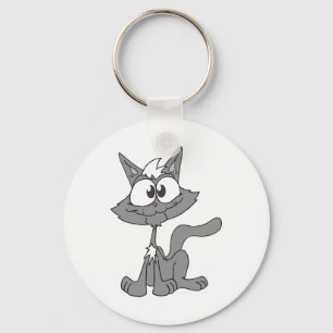 Grijze Kat Sleutelhanger