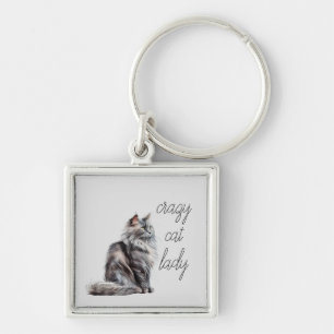 Grijze kat sleutelhanger
