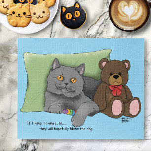 Grijze Kat Teddy Bear Legpuzzel