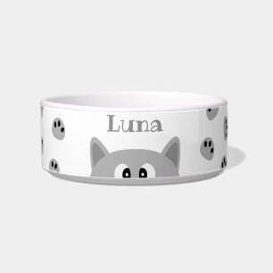 Grijze kat voerbakje