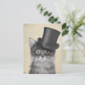Grijze katje met bovenste hak briefkaart (Staand voorkant)