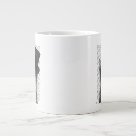 Grijze katje met bovenste hak extra grote beker (Voorkant)