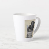 Grijze katje met bovenste hak latte mok (Rechterhoek)